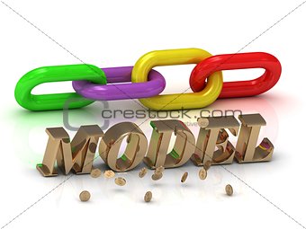 MODEL- inscription of bright letters and color chain 