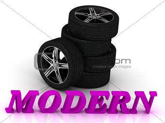 MODERN- bright letters and rims mashine black wheels 