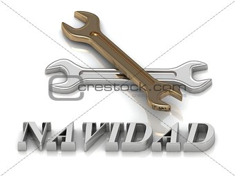 NAVIDAD- inscription of metal letters and 2 keys 