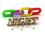 NIGHT- inscription of bright letters and color chain 