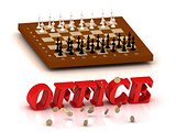 OFFICE- inscription of color letters and chess on 