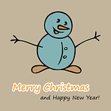 Christmas and New Year postcard with a Snowman