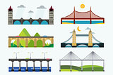 Bridge silhouette vector illustration set
