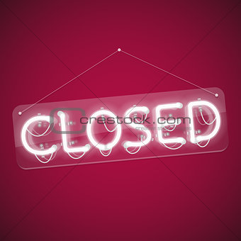 White Glowing Neon Closed Sign