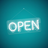 White Glowing Neon Open Sign