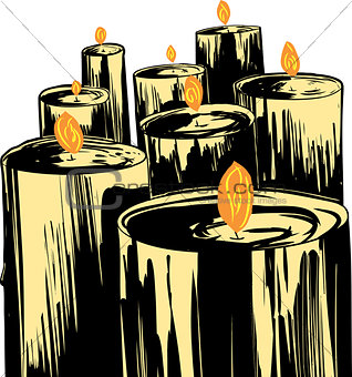 Cartoon Candles Over White