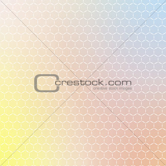 Ornament of geometric shapes placed on abstract creative concept multicolored blurred background. Vector illustration. Colorful banner. Backdrop with place for your text. Bright multicolor texture