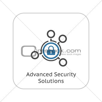 Advanced Security Solutions Icon. Flat Design.