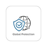 Global Protection Icon. Flat Design.