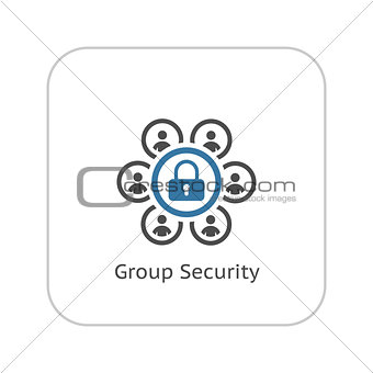 Group Security Icon. Flat Design.
