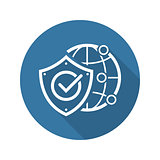 Global Protection Icon. Flat Design.