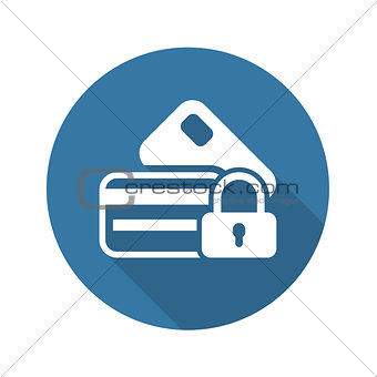 Secured Credit Card Icon. Flat Design.