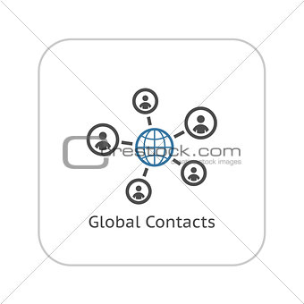 Global Contacts Icon. Flat Design.