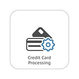 Credit Card Processing Icon. Flat Design.
