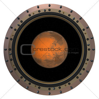 Red Planet In The Spacecraft Porthole