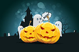 Halloween Background with Pumpkin and Ghost