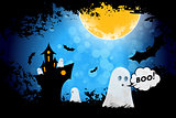 Grungy Halloween Background with Ghosts