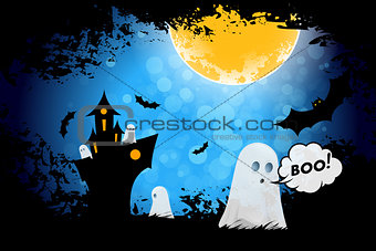 Grungy Halloween Background with Ghosts