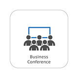 Business Conference Icon. Online Learning. Flat Design.