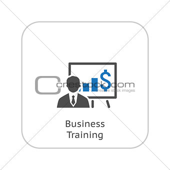 Business Training Icon. Online Learning. Flat Design.