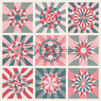 Nine Vector Symmetrical Mandala Ornament Pattern