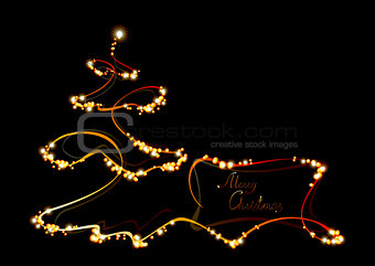 Postcard with Christmas tree. EPS10 vector illustration