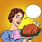 Woman with a Christmas Turkey thanksgiving