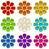 Colorful Buttons Set, Flowers