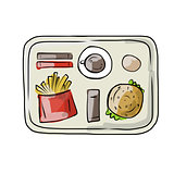 Tray with fast food, sketch for your design