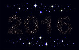 Text 2016 on background of night sky