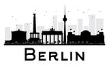 Berlin City skyline black and white silhouette.