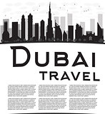 Dubai City skyline black and white silhouette