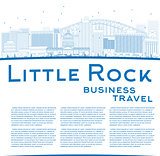Outline Little Rock Skyline with Blue Building and copy space