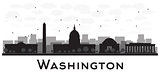 Washington dc city skyline black and white silhouette