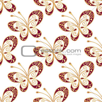 Seamless pattern with shiny butterflies