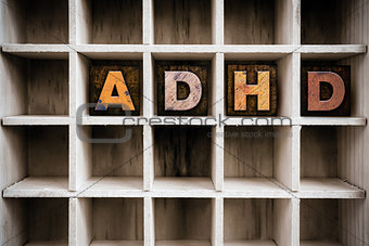 ADHD Concept Wooden Letterpress Type in Draw