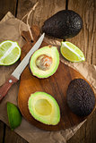 Sliced fresh avocado on cutting board