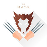 Mask Hero superhero flat style icon vector logo, illustration, villain