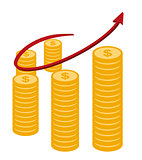 Coin dollars graph business vector