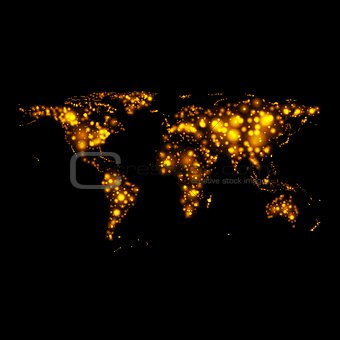Bright glowing vector map on night