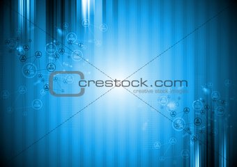 Bright blue abstract technology striped background