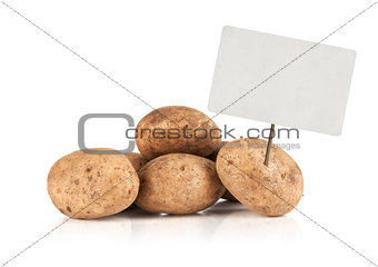 Fresh potatoes with price tag