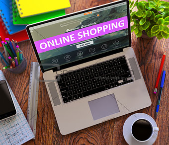 Online Shopping Concept on Modern Laptop Screen.