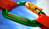 Smart Money on Green Carabiner between Red Ropes.