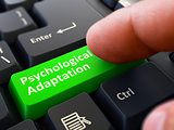 Finger Presses Green Keyboard Button Psychological Adaptation.