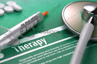 Therapy. Medical Concept on Green Background.