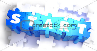 Start - Text on Blue Puzzles.