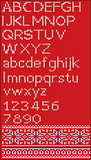 Christmas font in Scandinavian style on red background with numbers