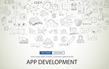 App Development Concept with Doodle design style
