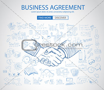 Business Agreement concept wih Doodle design style